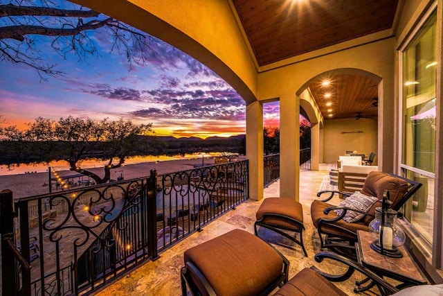 3500 River Oaks Dr, Kingsland, TX 78639 - view of balcony at dusk