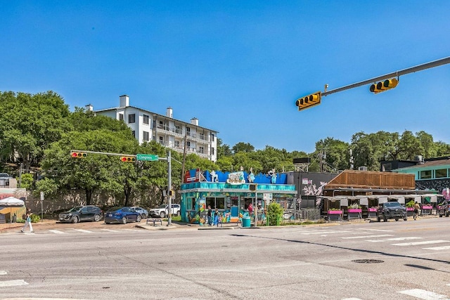 300 Crockett St Unit 210, Austin, TX 78704 - view of asphalt street with traffic lights, curbs, sidewalks, and street lights