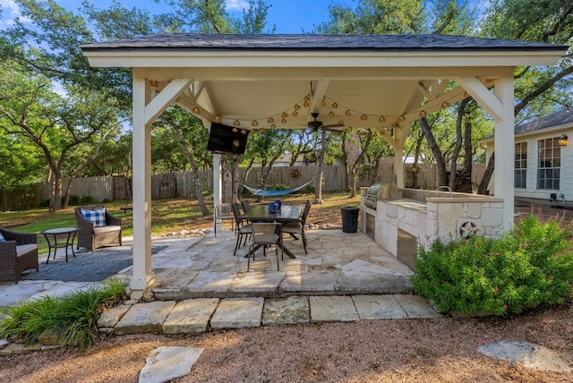 8909 Gallant Fox Rd, Austin, TX 78737 - fenced backyard with a gazebo, a patio, and outdoor dining space