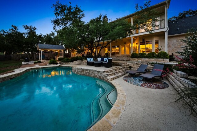 8909 Gallant Fox Rd, Austin, TX 78737 - outdoor pool featuring an outdoor hangout area, a patio, and a gazebo