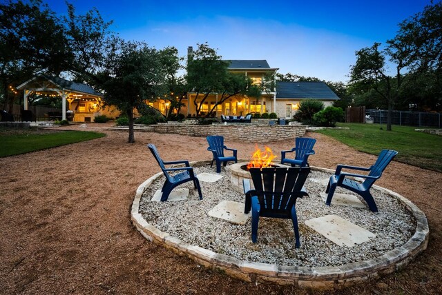 8909 Gallant Fox Rd, Austin, TX 78737 - view of yard with an outdoor fire pit and a gazebo