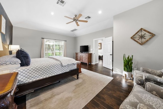 8909 Gallant Fox Rd, Austin, TX 78737 - bedroom featuring wood finished floors, baseboards, recessed lighting, and ceiling fan