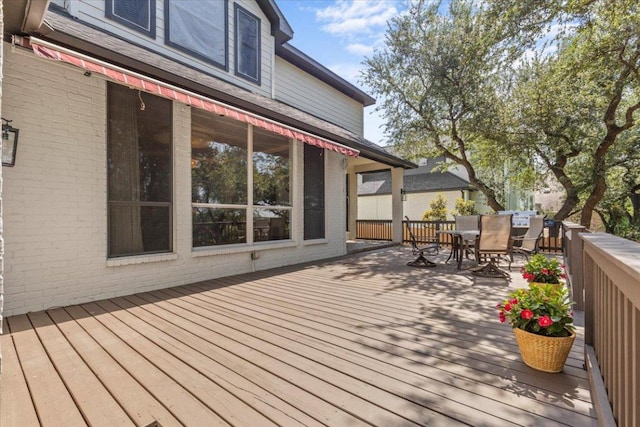 12013 Tarraza Ct, Austin, TX 78732 - wooden deck featuring outdoor dining space