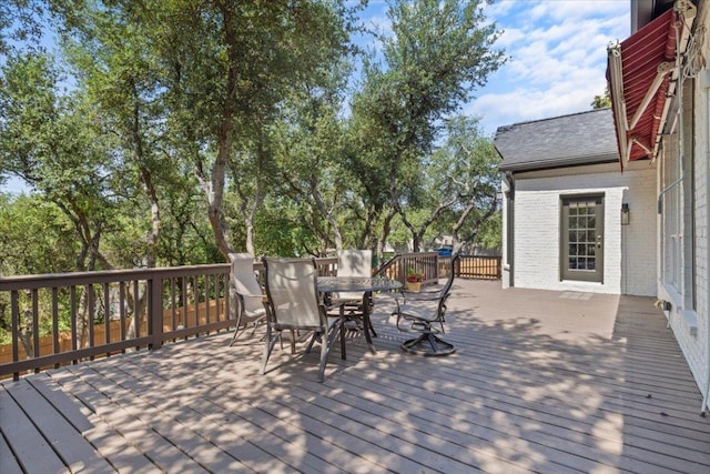 12013 Tarraza Ct, Austin, TX 78732 - wooden terrace featuring outdoor dining space