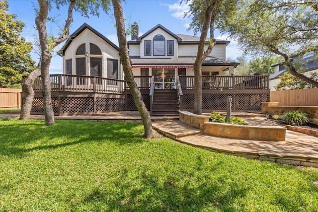 12013 Tarraza Ct, Austin, TX 78732 - rear view of property featuring a deck and stairs