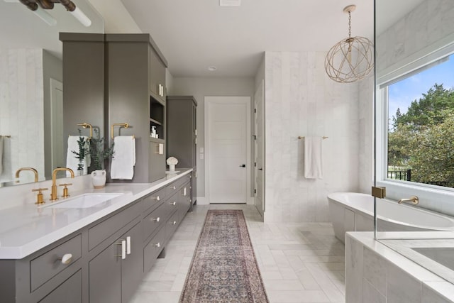 13213 Meridian Park Blvd, Austin, TX 78739 - bathroom featuring a freestanding tub and double vanity