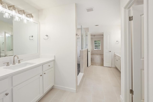 12207 Carlsbad Dr, Austin, TX 78738 - full bath with vanity, a stall shower, and tile patterned flooring
