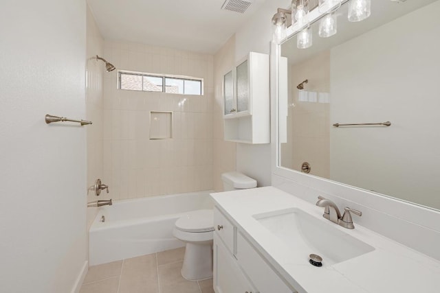 12207 Carlsbad Dr, Austin, TX 78738 - bathroom with vanity, shower / bathtub combination, and tile patterned flooring