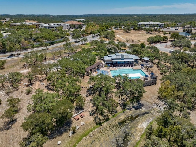 aerial view of a pool