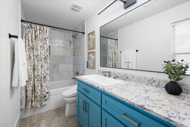 89 Jan Ln, Georgetown, TX 78626 - bathroom featuring vanity, toilet, shower / tub combo, and baseboards