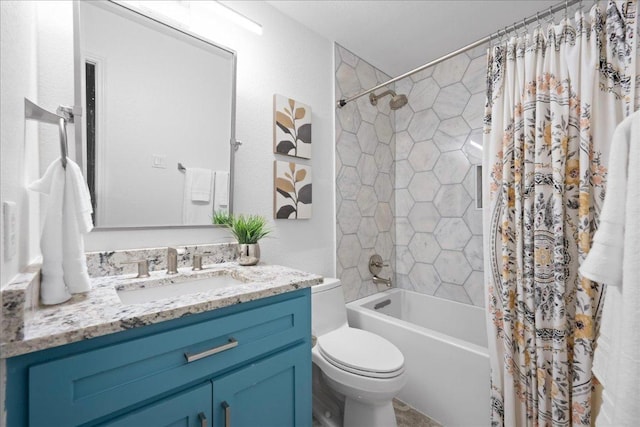 89 Jan Ln, Georgetown, TX 78626 - bathroom featuring vanity, toilet, and shower / bath combination with curtain
