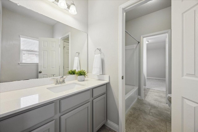 1716 Elaina Loop, Leander, TX 78641 - bathroom featuring vanity, shower / tub combination, and toilet