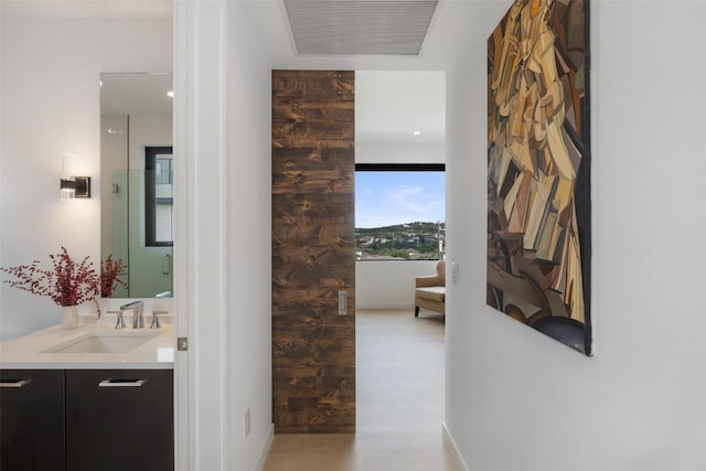4202 Serene Hills Dr, Austin, TX 78738 - bathroom with vanity and wood finished floors