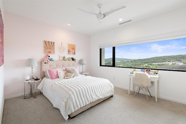 4202 Serene Hills Dr, Austin, TX 78738 - carpeted bedroom featuring ceiling fan, baseboards, and recessed lighting