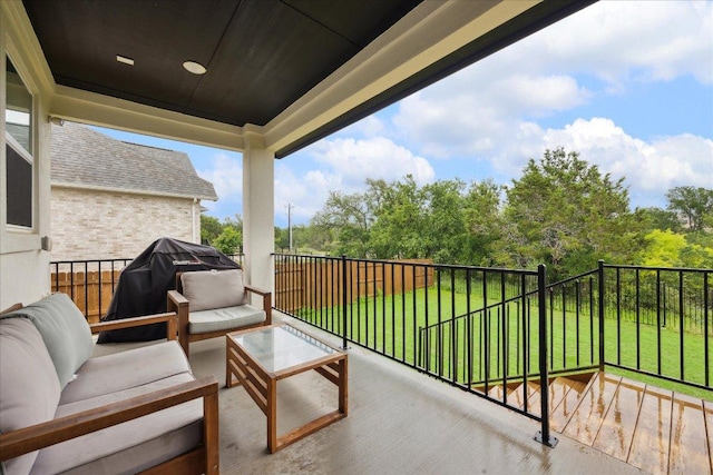 208 Carolina Jasmine Dr, San Marcos, TX 78666 - balcony with outdoor lounge area and grilling area