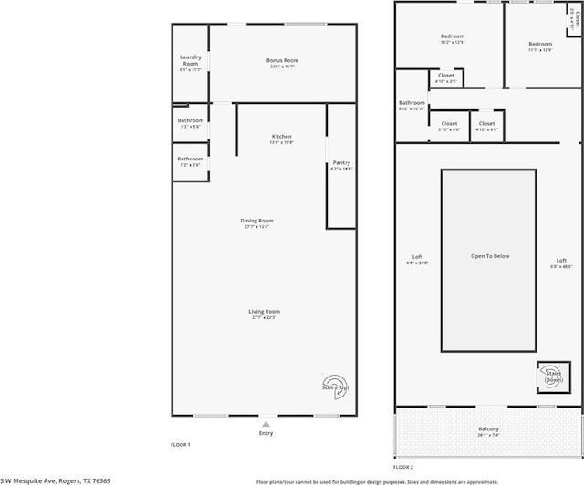 5 W Mesquite Ave, Rogers, TX 76569 - floor plan / room layout