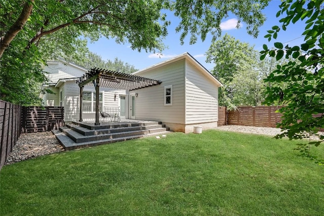 1809 Pasadena Dr, Austin, TX 78757 - back of house with a pergola, a fenced backyard, and a deck