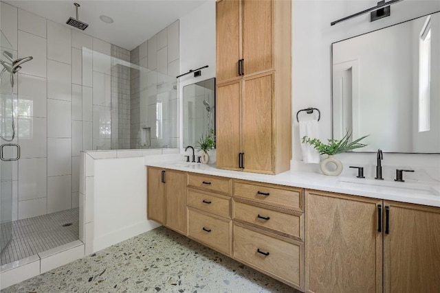 1809 Pasadena Dr, Austin, TX 78757 - bathroom featuring a stall shower and double vanity