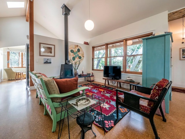 900 Pedernales Oaks Dr, Johnson City, TX 78636 - living room featuring a wood stove and baseboards