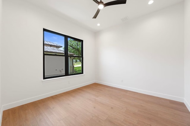 310 Apache Tears, Horseshoe Bay, TX 78657 - empty room featuring ceiling fan, baseboards, light wood finished floors, and recessed lighting