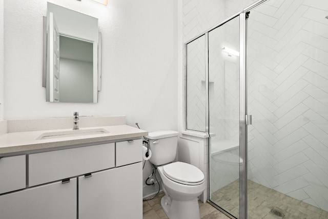 3417 Prairie Heights Dr, Leander, TX 78641 - bathroom featuring a shower stall, toilet, and vanity
