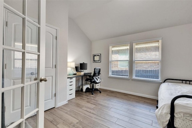 131 Mount Ellen St, Hutto, TX 78634 - home office featuring light wood-style floors, lofted ceiling, and baseboards