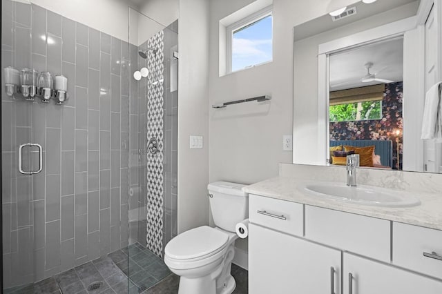 2002 E 8th St, Austin, TX 78702 - bathroom featuring toilet, vanity, and a stall shower