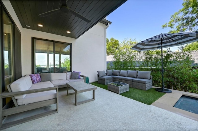 2002 E 8th St, Austin, TX 78702 - view of patio featuring outdoor lounge area and a ceiling fan