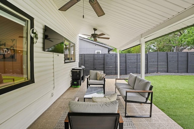 12308 Wycliff Ln, Austin, TX 78727 - view of patio / terrace with outdoor lounge area and ceiling fan