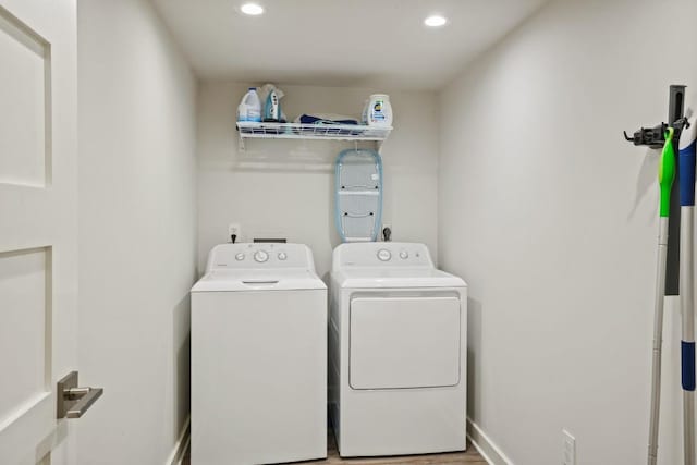 12308 Wycliff Ln, Austin, TX 78727 - laundry area featuring separate washer and dryer and recessed lighting