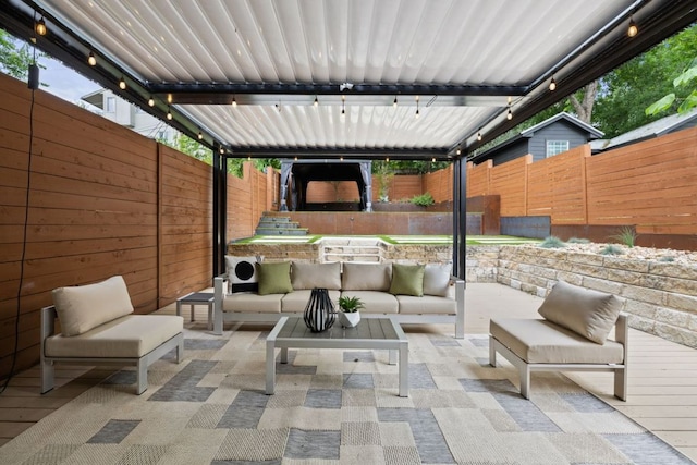 607 Terrell Hill Dr Unit B, Austin, TX 78704 - view of patio / terrace with an outdoor living space and a fenced backyard