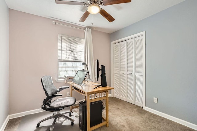 906 Hermitage Dr, Austin, TX 78753 - home office with carpet flooring and a ceiling fan