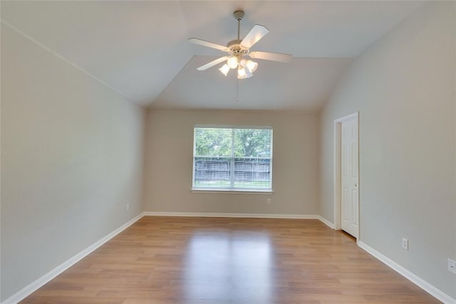 1012 Klondike Loop, Round Rock, TX 78665 - spare room with lofted ceiling, light wood-style flooring, and a ceiling fan