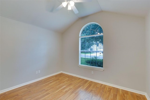 1012 Klondike Loop, Round Rock, TX 78665 - empty room featuring ceiling fan, light wood-type flooring, and vaulted ceiling