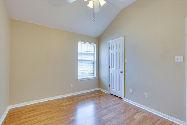 1012 Klondike Loop, Round Rock, TX 78665 - empty room with ceiling fan, lofted ceiling, and light wood-type flooring