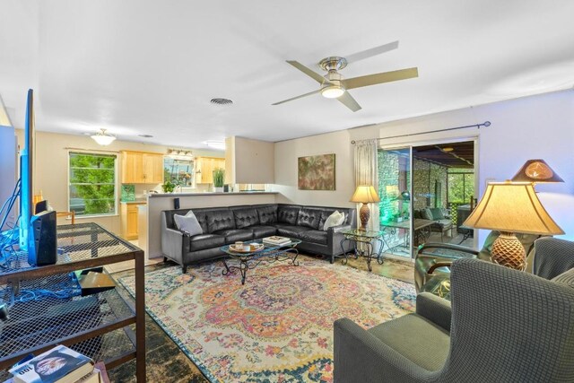 8017 Gault St, Austin, TX 78757 - living area with a ceiling fan