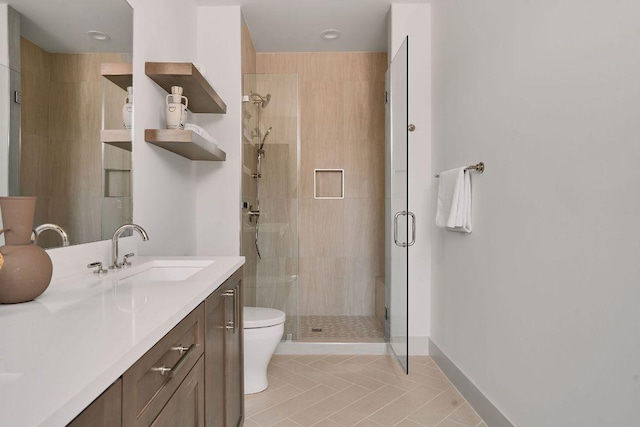 2209 Woodland Ave Unit 101, Austin, TX 78741 - full bathroom with tile patterned floors, a shower stall, toilet, and vanity
