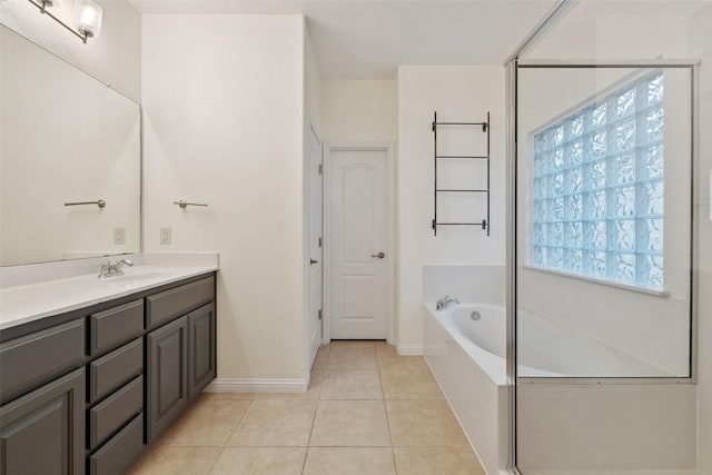 199 Limestone Trl, Austin, TX 78737 - full bathroom featuring vanity, a bath, and tile patterned flooring
