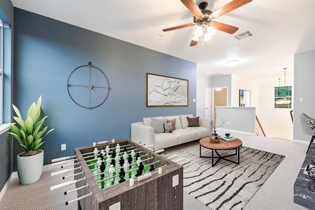 199 Limestone Trl, Austin, TX 78737 - living room featuring carpet and a ceiling fan