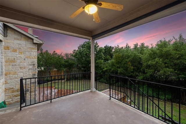 199 Limestone Trl Unit 73, Austin, TX 78737 - balcony at dusk with ceiling fan