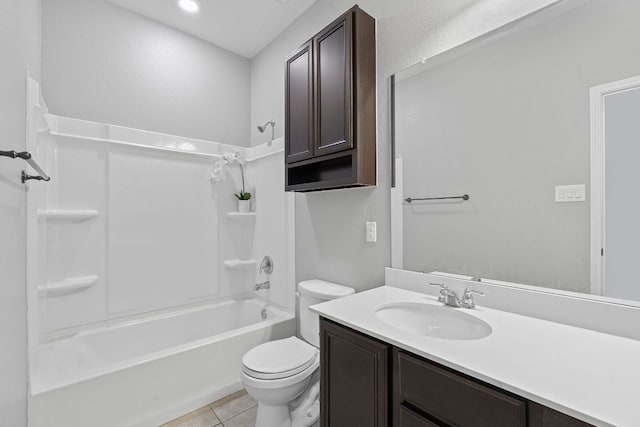 1180 Verna Brooks Way, Kyle, TX 78640 - full bath with toilet, vanity, washtub / shower combination, and tile patterned flooring