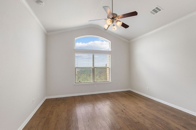 9617 Solana Vista Loop Unit A, Austin, TX 78750 - empty room with ceiling fan, wood finished floors, baseboards, lofted ceiling, and a smoke detector