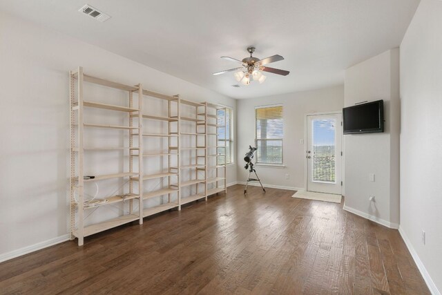 9617 Solana Vista Loop Unit A, Austin, TX 78750 - spare room featuring ceiling fan, wood finished floors, and baseboards