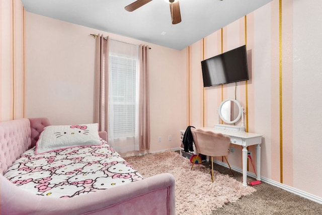 1012 Swan Flower St, Leander, TX 78641 - carpeted bedroom featuring baseboards and a ceiling fan