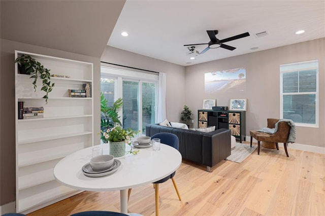 7812 Mullen Dr Unit 2, Austin, TX 78757 - living area featuring ceiling fan, light wood-style floors, and recessed lighting