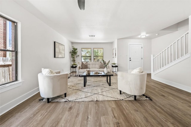 2003 Carriage Club Dr, Cedar Park, TX 78613 - living area with wood finished floors and stairs