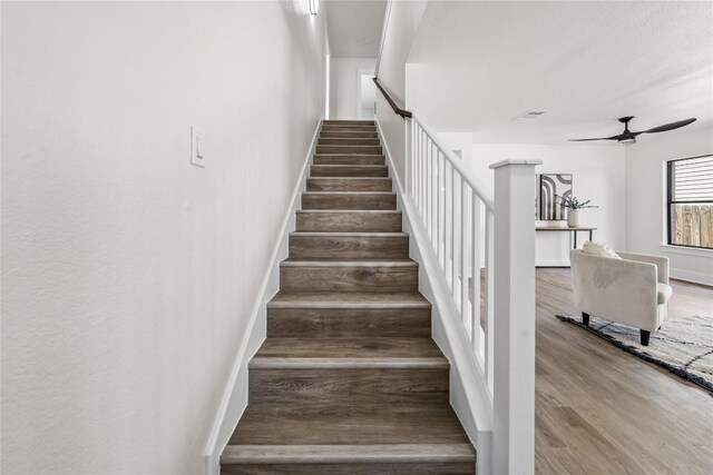 2003 Carriage Club Dr, Cedar Park, TX 78613 - stairs featuring wood finished floors and a ceiling fan