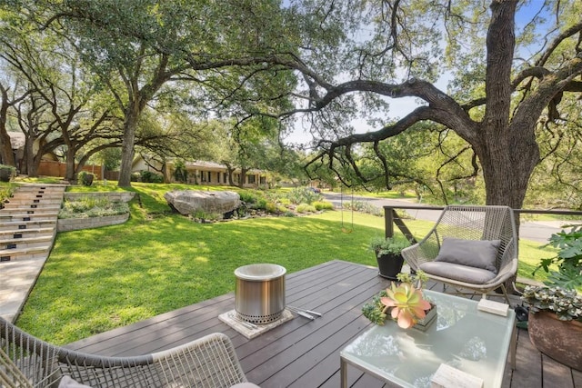 8900 Rockcrest Dr, Austin, TX 78759 - deck featuring a yard