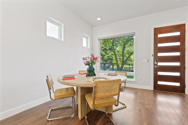 906 Linden St Unit A, Austin, TX 78702 - dining area featuring hardwood / wood-style floors, baseboards, and recessed lighting
