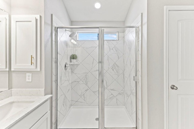 1116 Brenham Ln, Leander, TX 78641 - full bathroom with vanity and a marble finish shower